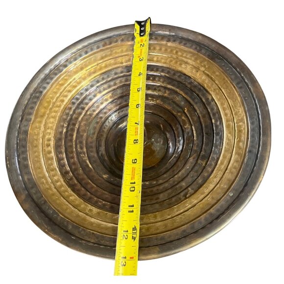 Vtg Remco Brass Hammered Bronze Pedestal Fruit Bowl Made in India - Picture 8 of 9